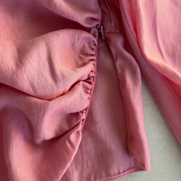 TOPSHOP Off the Shoulder Pink Long Sleeve Ruched Blouse Flirty Girly Top Blouse - Picture 12 of 12